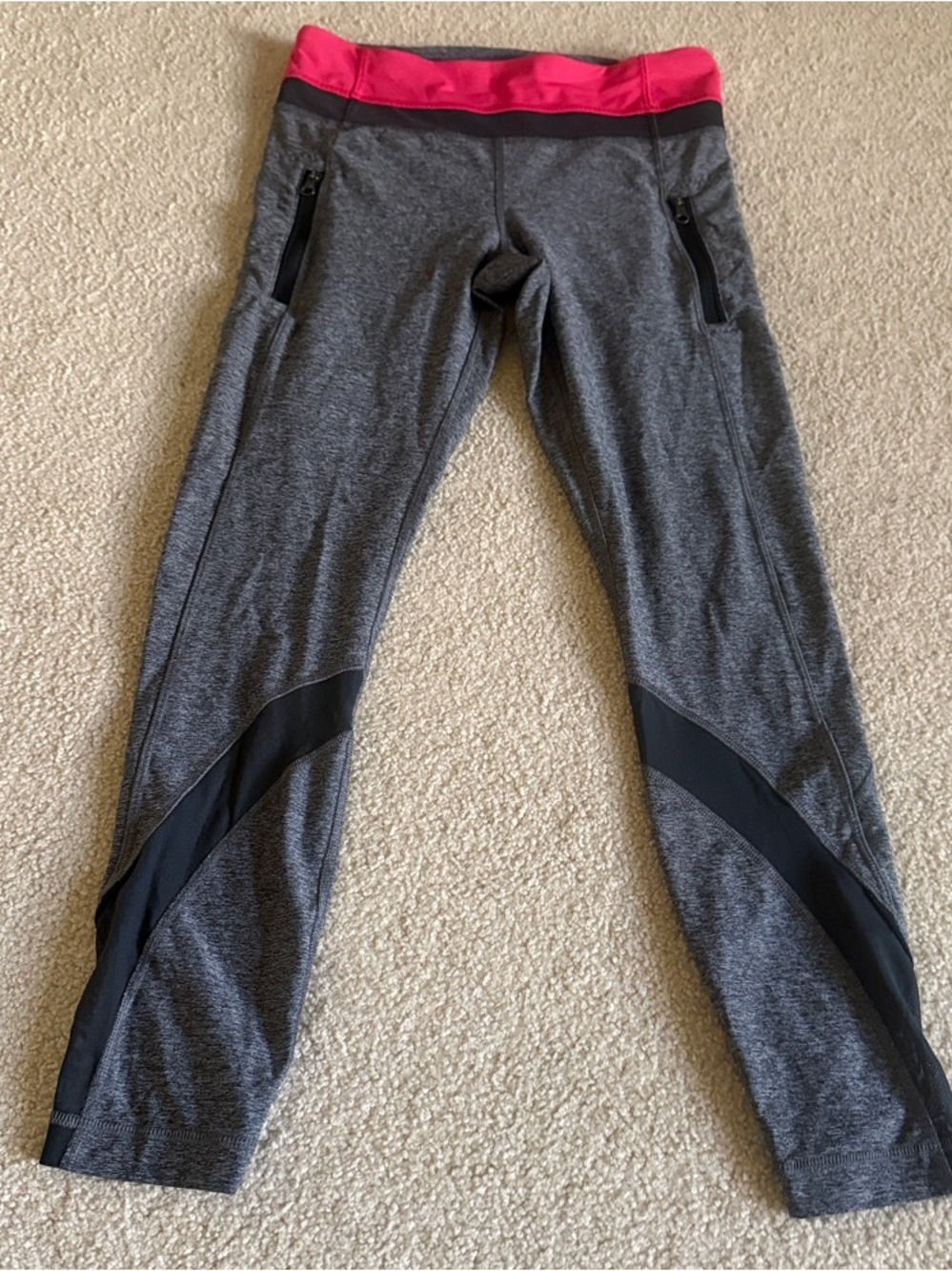 lululemon athletica Gray Leggings with Pink Waistband